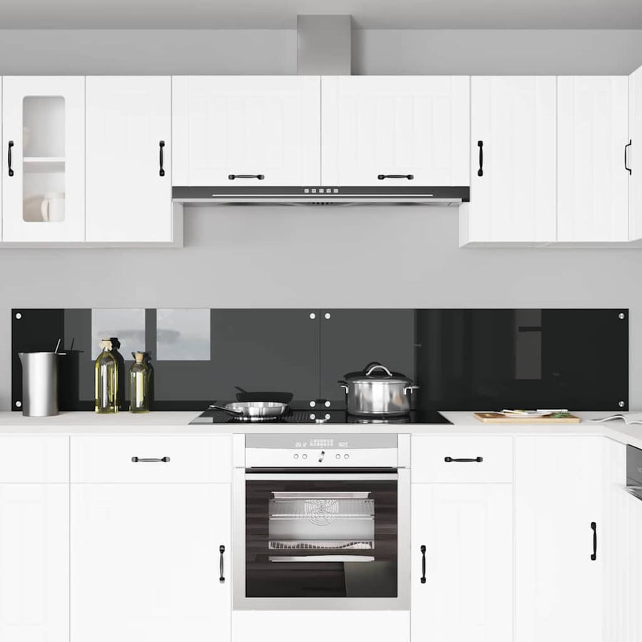 Keukenachterwand 2 pcs Zwart 120 x 40 cm gehard glas