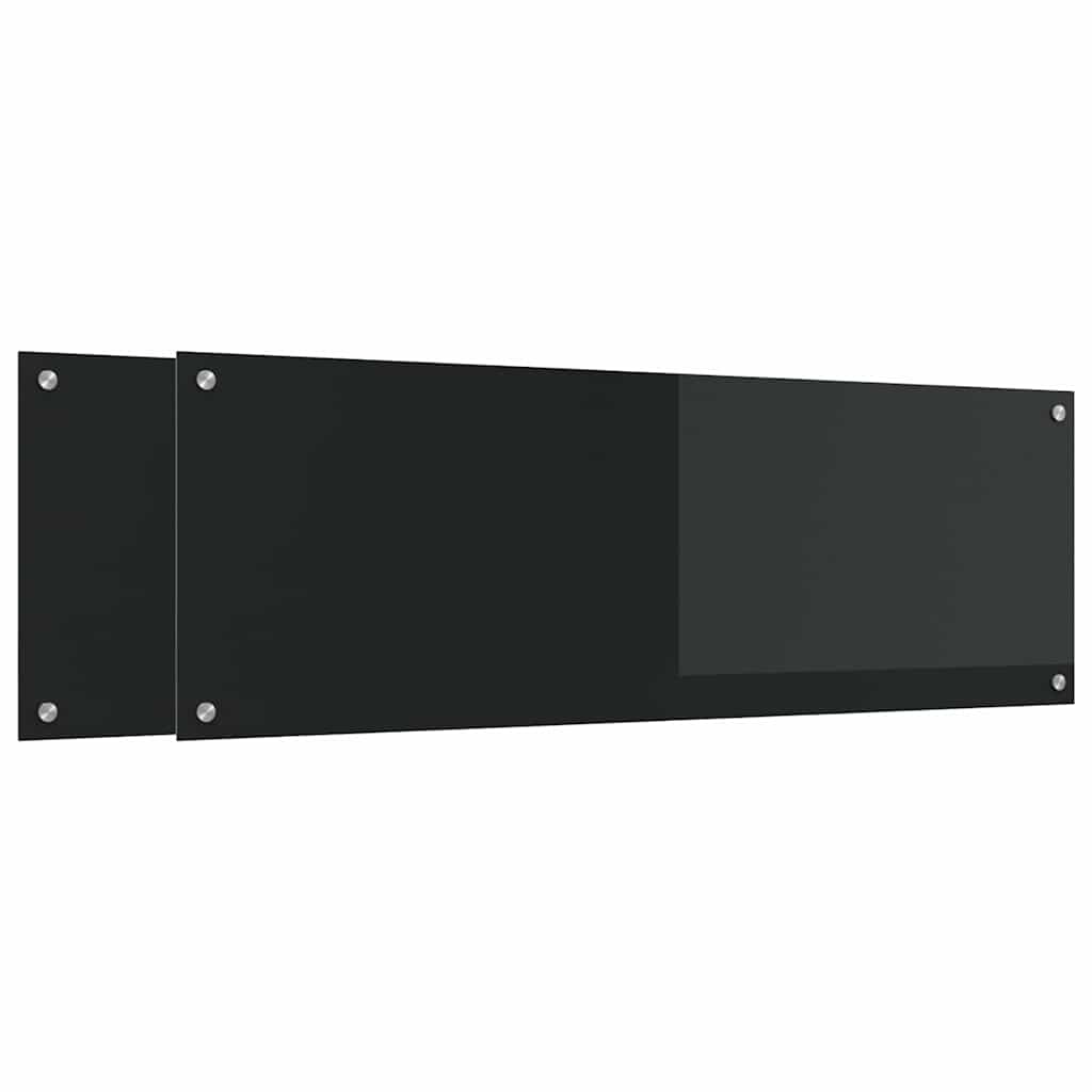 Keukenachterwand 2 pcs Zwart 120 x 40 cm gehard glas