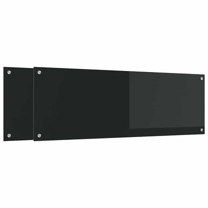 Keukenachterwand 2 pcs Zwart 120 x 40 cm gehard glas