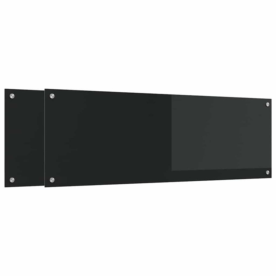 Keukenachterwand 2 pcs Zwart 120 x 40 cm gehard glas