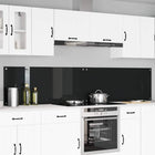 Keukenachterwand 120x50 cm gehard glas zwart 2 stuks