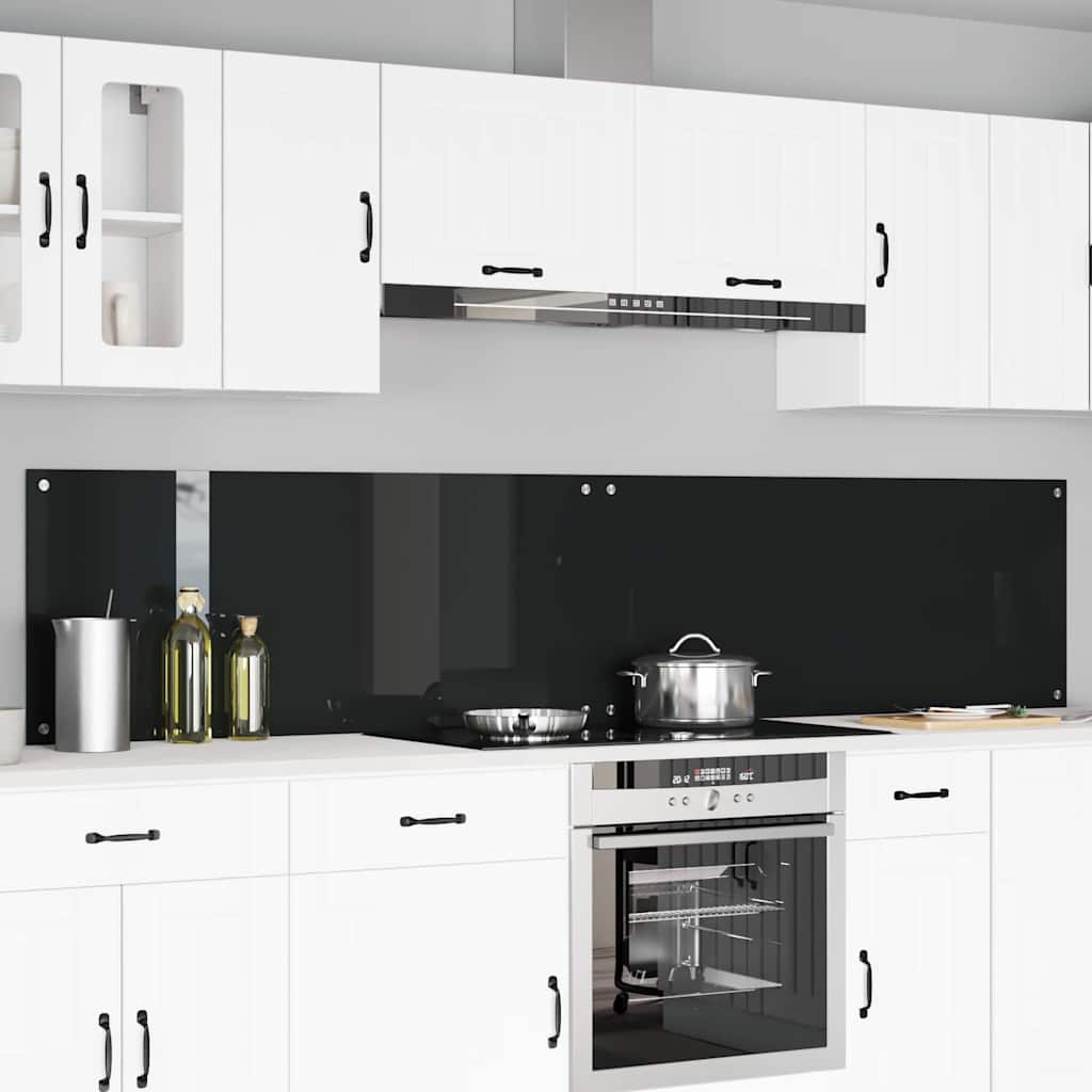 Keukenachterwand 2 pcs Zwart 120 x 50 cm gehard glas