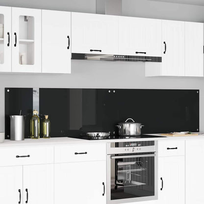 Keukenachterwand 2 pcs Zwart 120 x 50 cm gehard glas