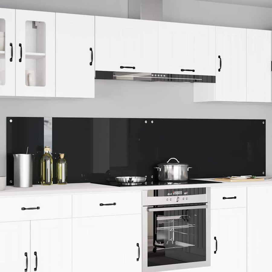 Keukenachterwand 2 pcs Zwart 120 x 50 cm gehard glas