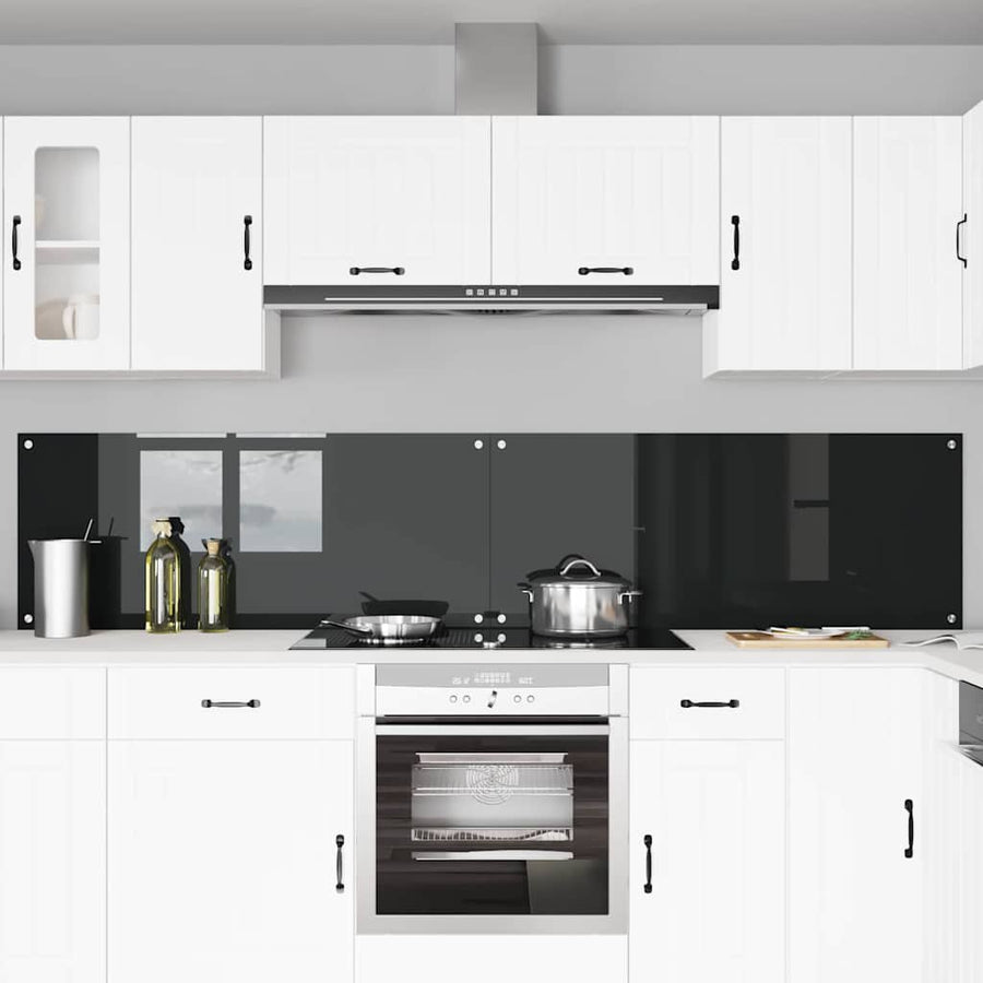 Keukenachterwand 2 pcs Zwart 120 x 50 cm gehard glas
