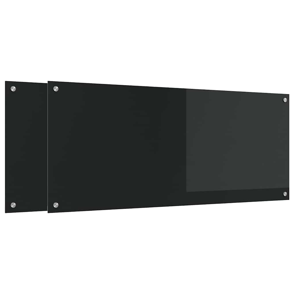 Keukenachterwand 2 pcs Zwart 120 x 50 cm gehard glas