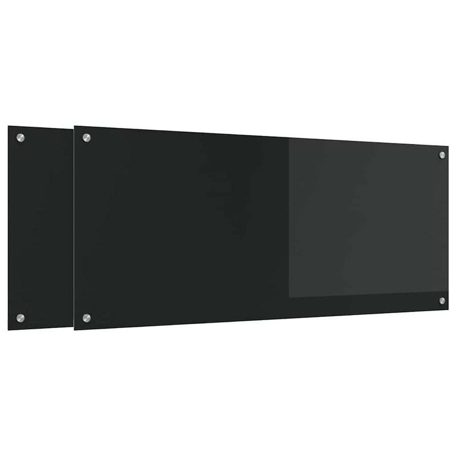 Keukenachterwand 2 pcs Zwart 120 x 50 cm gehard glas