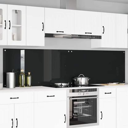 Keukenachterwand 2 pcs Zwart 120 x 60 cm gehard glas