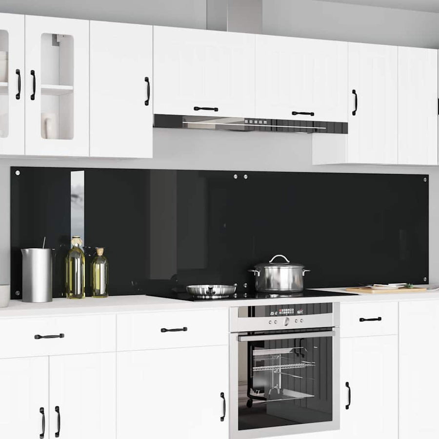 Keukenachterwand 2 pcs Zwart 120 x 60 cm gehard glas