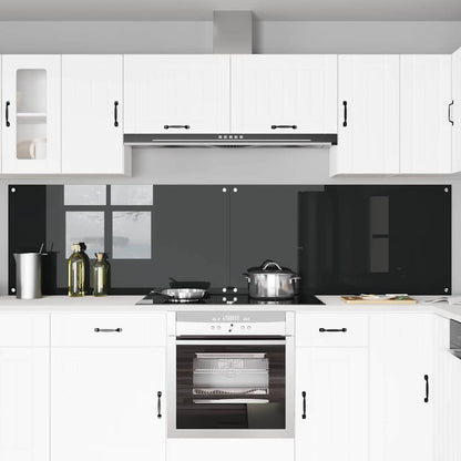 Keukenachterwand 2 pcs Zwart 120 x 60 cm gehard glas