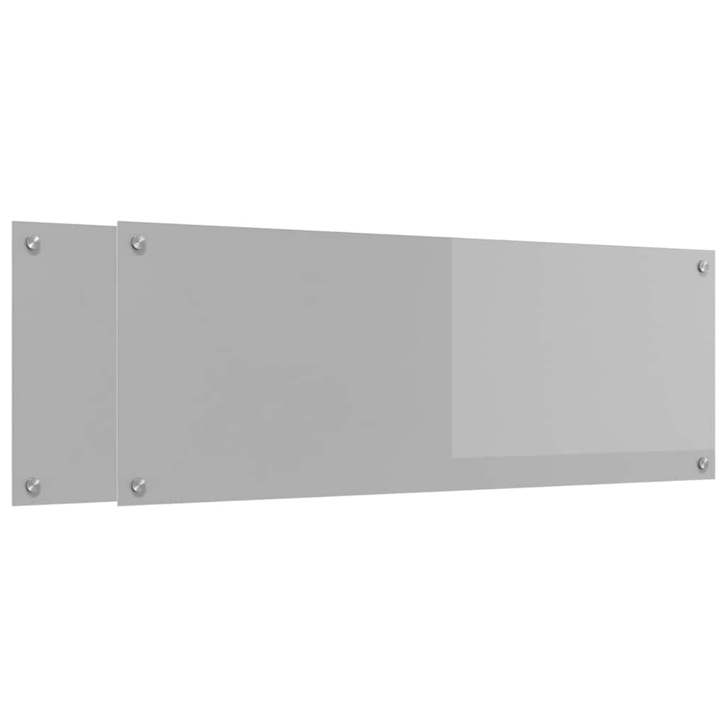 Keukenachterwand 2 st Lichtgrijs 110 x 40 cm gehard glas