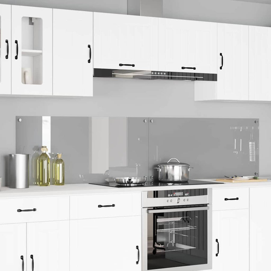 Keuken Achterwand 2 pcs Lichtgrijs 110 x 50 cm gehard glas