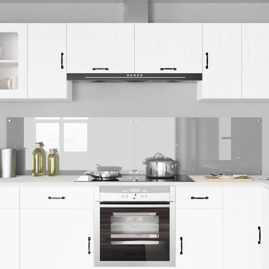 Keuken Achterwand 2 pcs Lichtgrijs 110 x 50 cm gehard glas