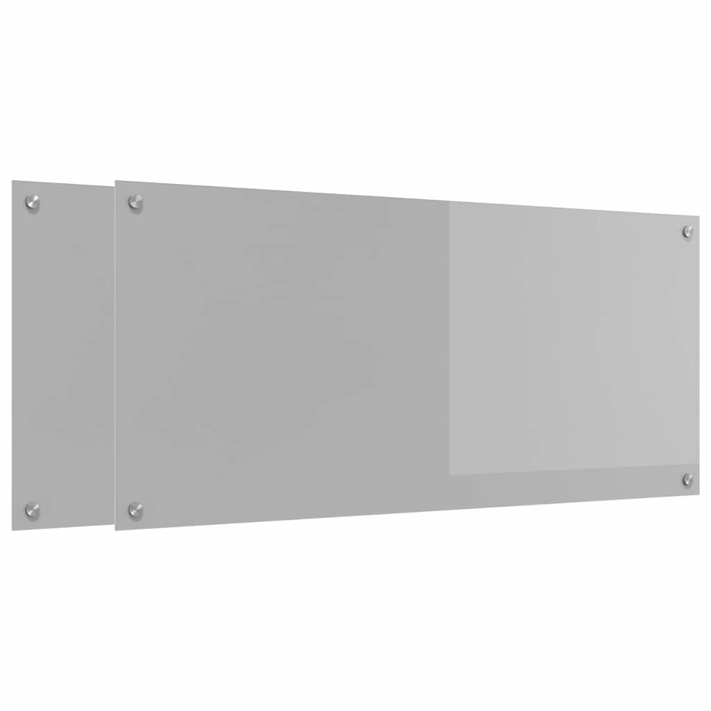 Keuken Achterwand 2 pcs Lichtgrijs 110 x 50 cm gehard glas