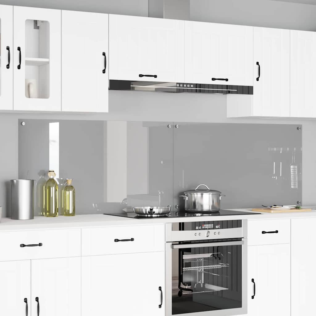 Keuken Achterwand 2 pcs Lichtgrijs 110 x 60 cm gehard glas