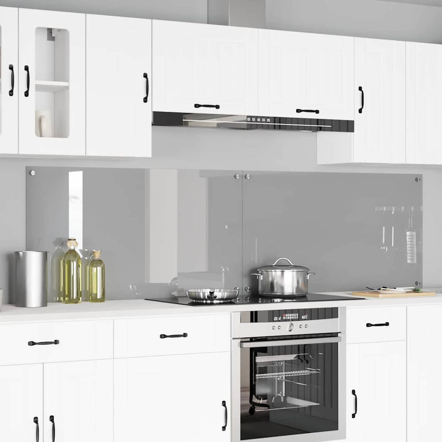 Keuken Achterwand 2 pcs Lichtgrijs 110 x 60 cm gehard glas