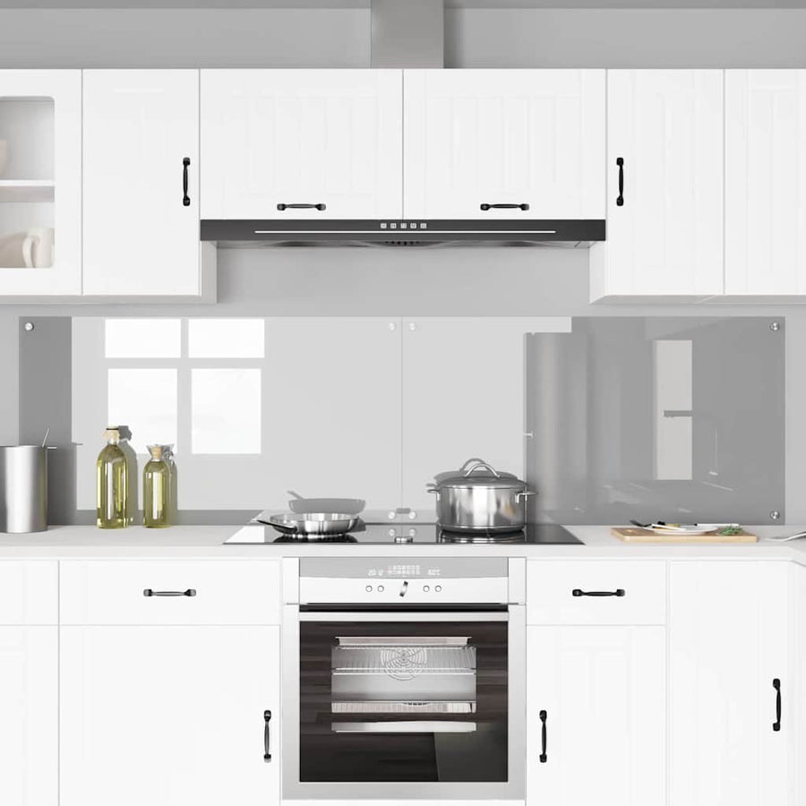 Keuken Achterwand 2 pcs Lichtgrijs 110 x 60 cm gehard glas