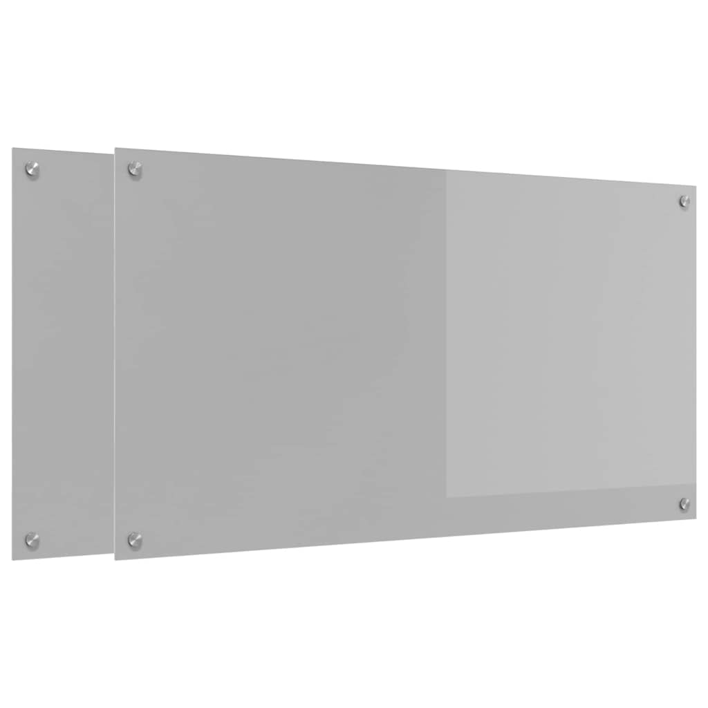 Keuken Achterwand 2 pcs Lichtgrijs 110 x 60 cm gehard glas