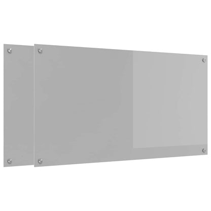 Keuken Achterwand 2 pcs Lichtgrijs 110 x 60 cm gehard glas