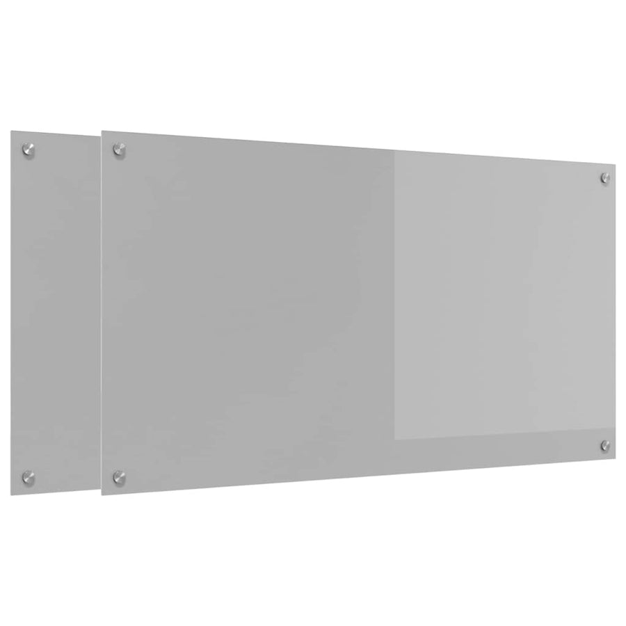 Keuken Achterwand 2 pcs Lichtgrijs 110 x 60 cm gehard glas