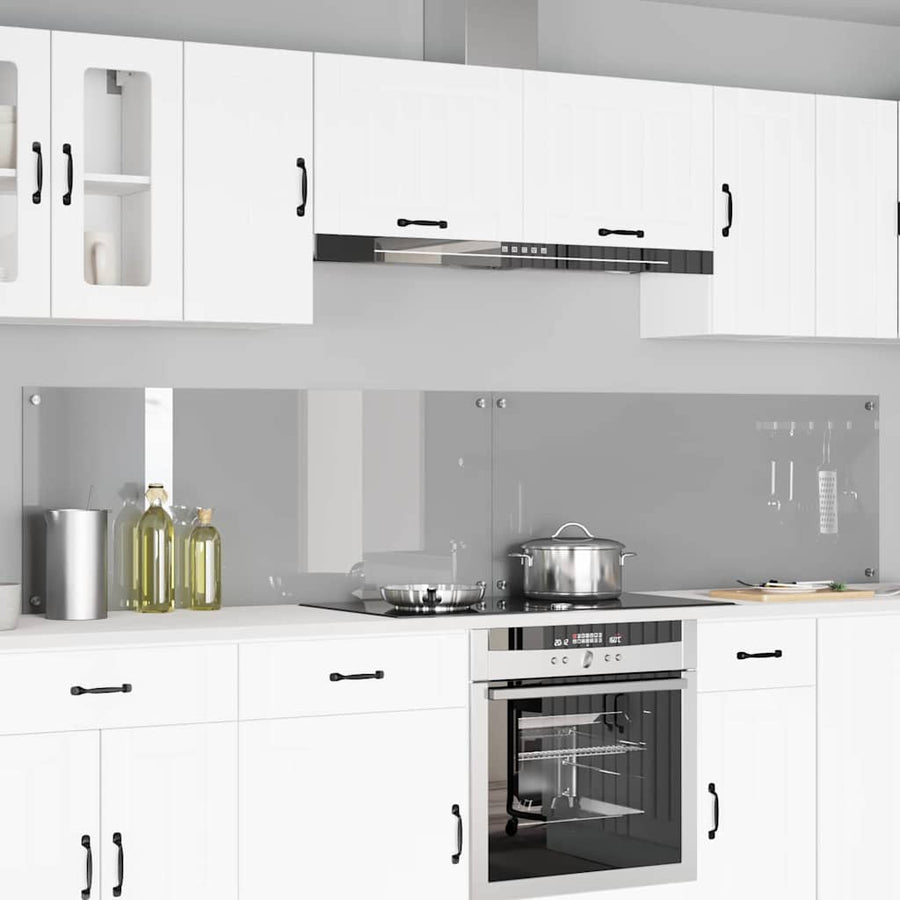 Keuken Achterwand 2 pcs Lichtgrijs 120 x 50 cm gehard glas