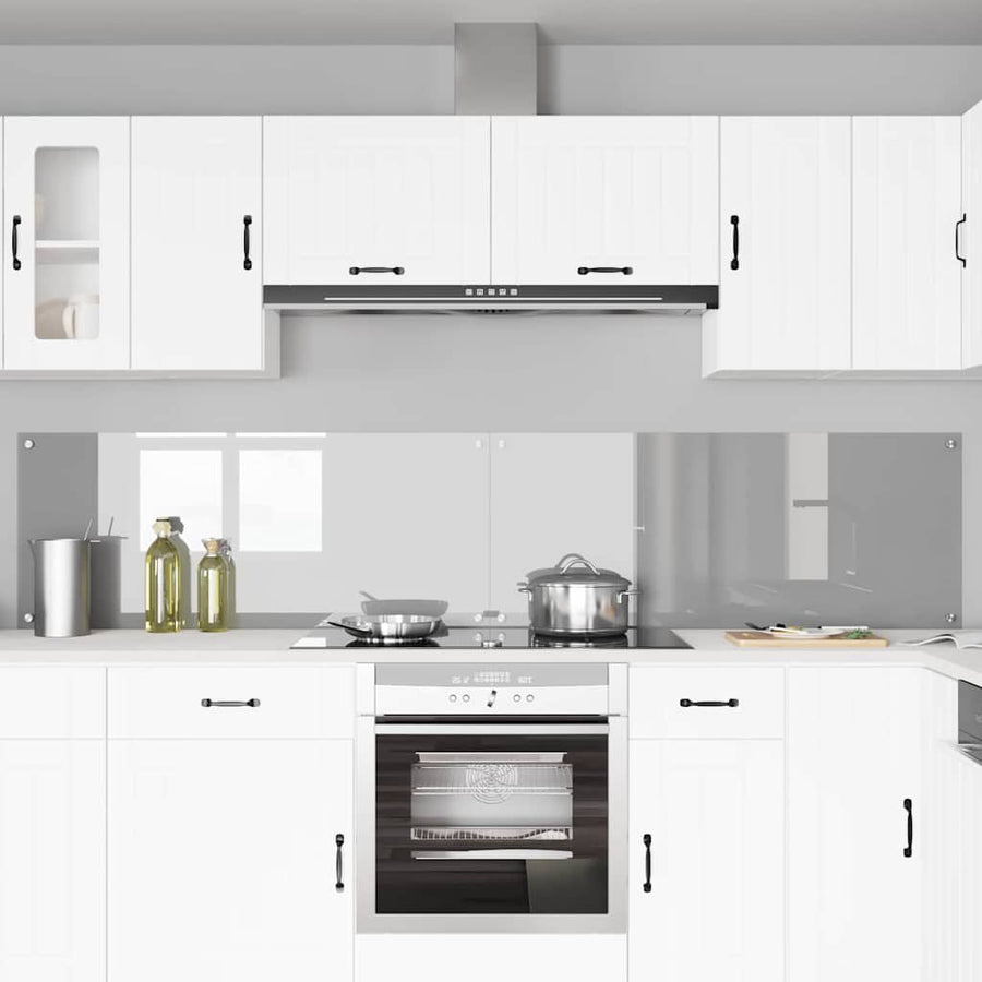 Keuken Achterwand 2 pcs Lichtgrijs 120 x 50 cm gehard glas