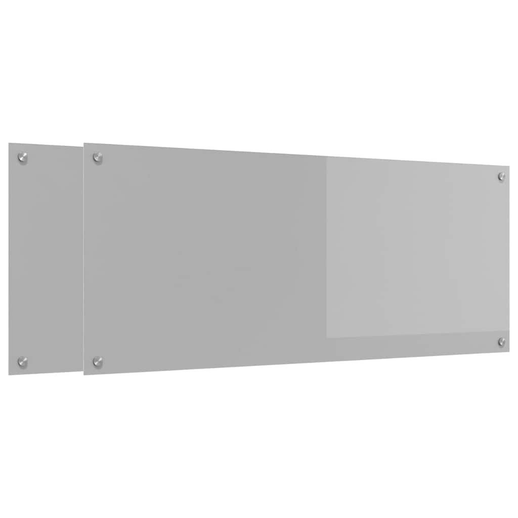 Keuken Achterwand 2 pcs Lichtgrijs 120 x 50 cm gehard glas
