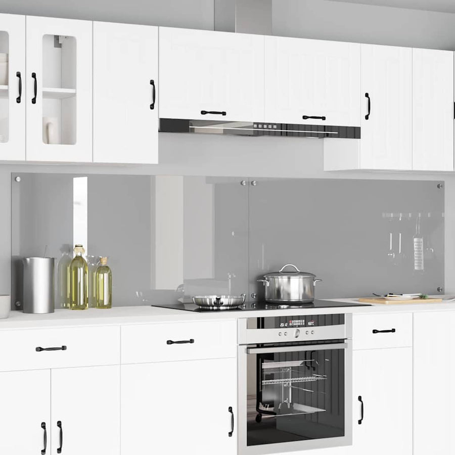 Keuken Achterwand 2 pcs Lichtgrijs 120 x 60 cm gehard glas