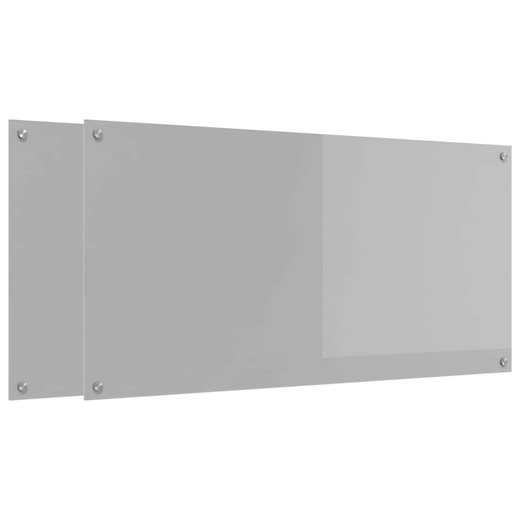 Keuken Achterwand 2 pcs Lichtgrijs 120 x 60 cm gehard glas