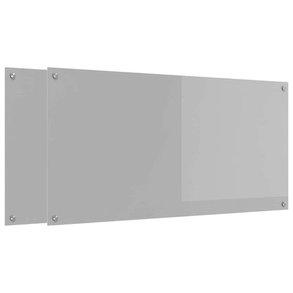 Keuken Achterwand 2 pcs Lichtgrijs 120 x 60 cm gehard glas