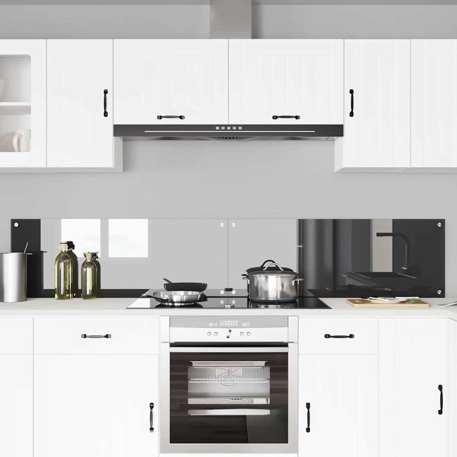 Keuken Achterwand 2 pcs Donkergrijs 110 x 40 cm gehard glas