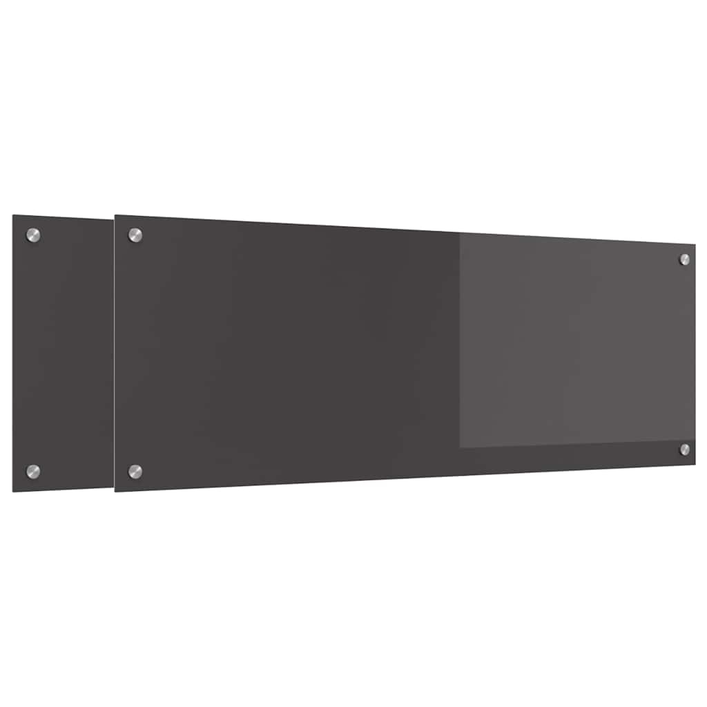 Keuken Achterwand 2 pcs Donkergrijs 110 x 40 cm gehard glas
