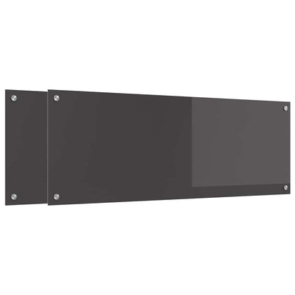 Keuken Achterwand 2 pcs Donkergrijs 110 x 40 cm gehard glas