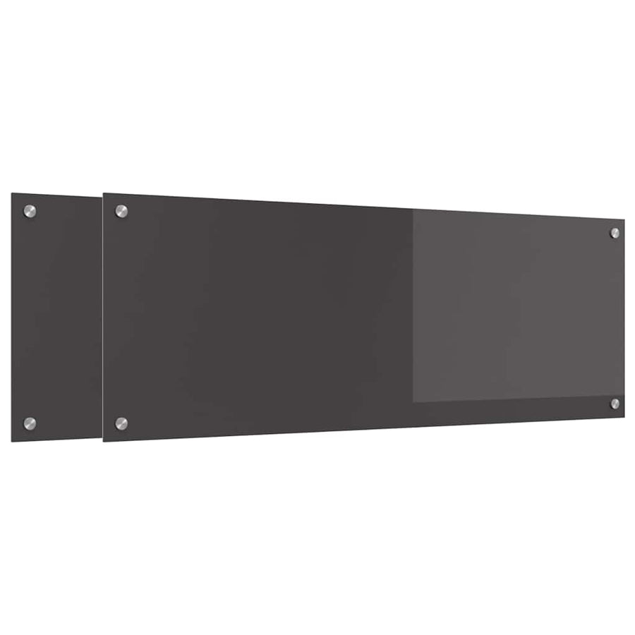 Keuken Achterwand 2 pcs Donkergrijs 110 x 40 cm gehard glas