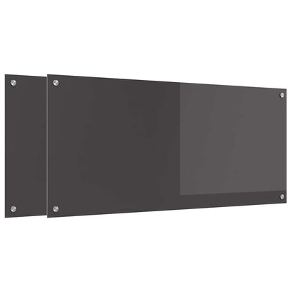Keuken Achterwand 2 pcs Donkergrijs 110 x 50 cm gehard glas