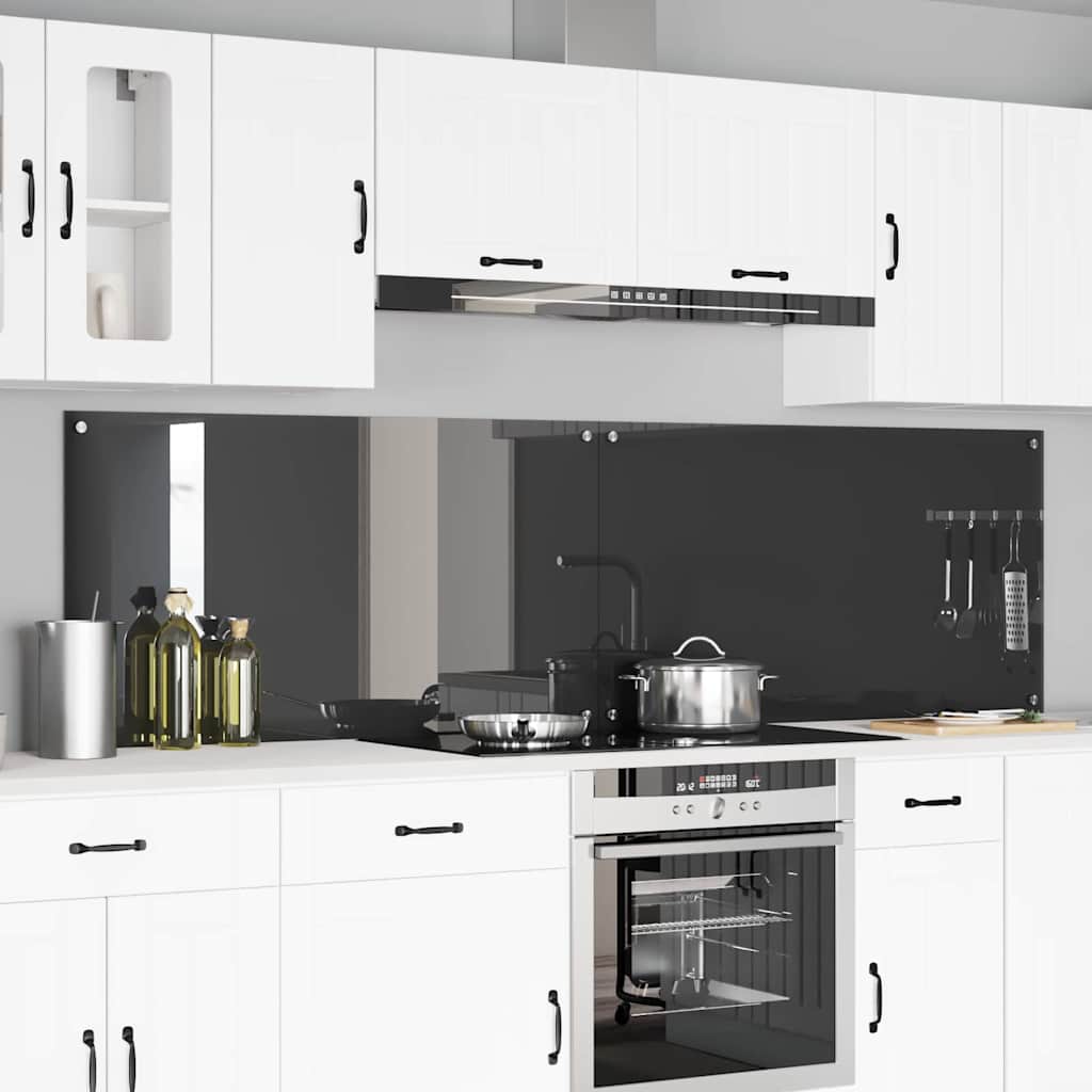 Keukenachterwand 2 pcs Donkergrijs 110 x 60 cm gehard glas