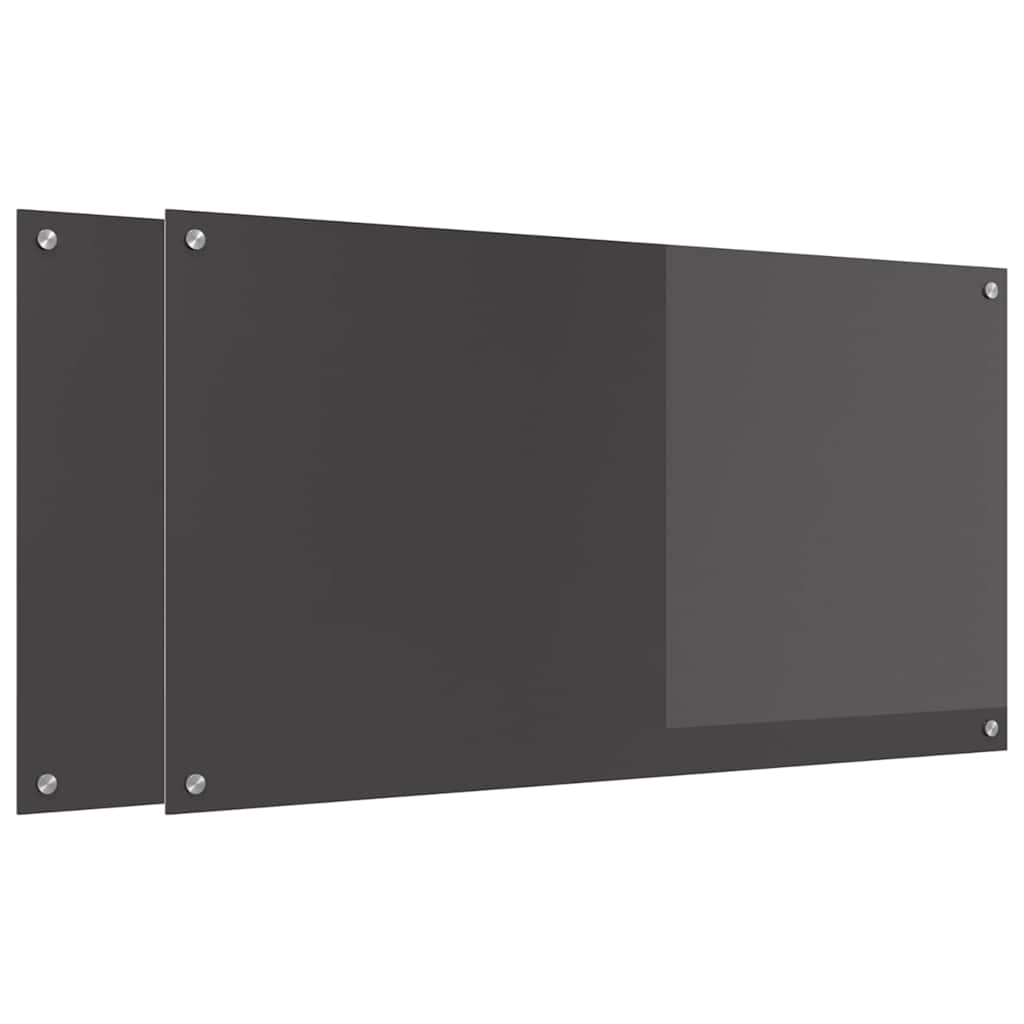 Keukenachterwand 2 pcs Donkergrijs 110 x 60 cm gehard glas