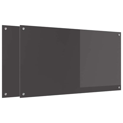 Keukenachterwand 2 pcs Donkergrijs 110 x 60 cm gehard glas