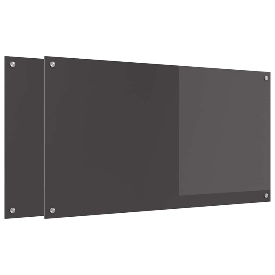 Keukenachterwand 2 pcs Donkergrijs 110 x 60 cm gehard glas