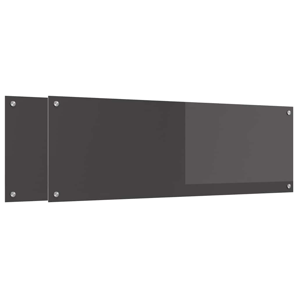 Keuken Achterwand 2 pcs Donkergrijs 120 x 40 cm gehard glas