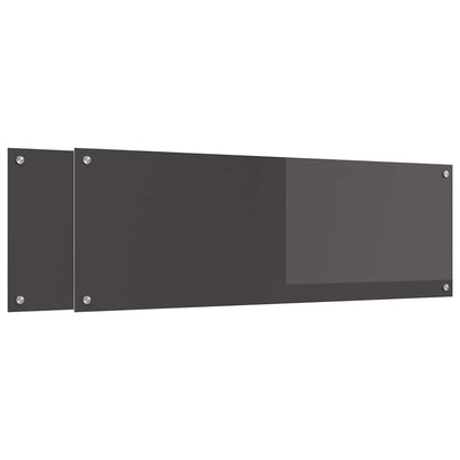 Keuken Achterwand 2 pcs Donkergrijs 120 x 40 cm gehard glas