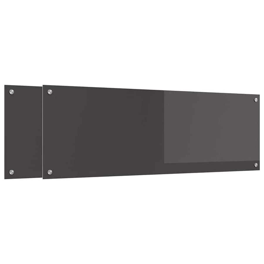 Keuken Achterwand 2 pcs Donkergrijs 120 x 40 cm gehard glas