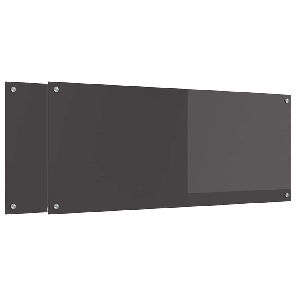 Keukenachterwand 2 pcs Donkergrijs 120 x 50 cm gehard glas