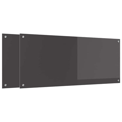 Keukenachterwand 2 pcs Donkergrijs 120 x 50 cm gehard glas
