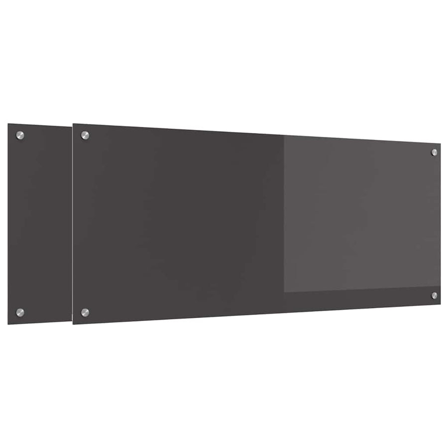 Keukenachterwand 2 pcs Donkergrijs 120 x 50 cm gehard glas