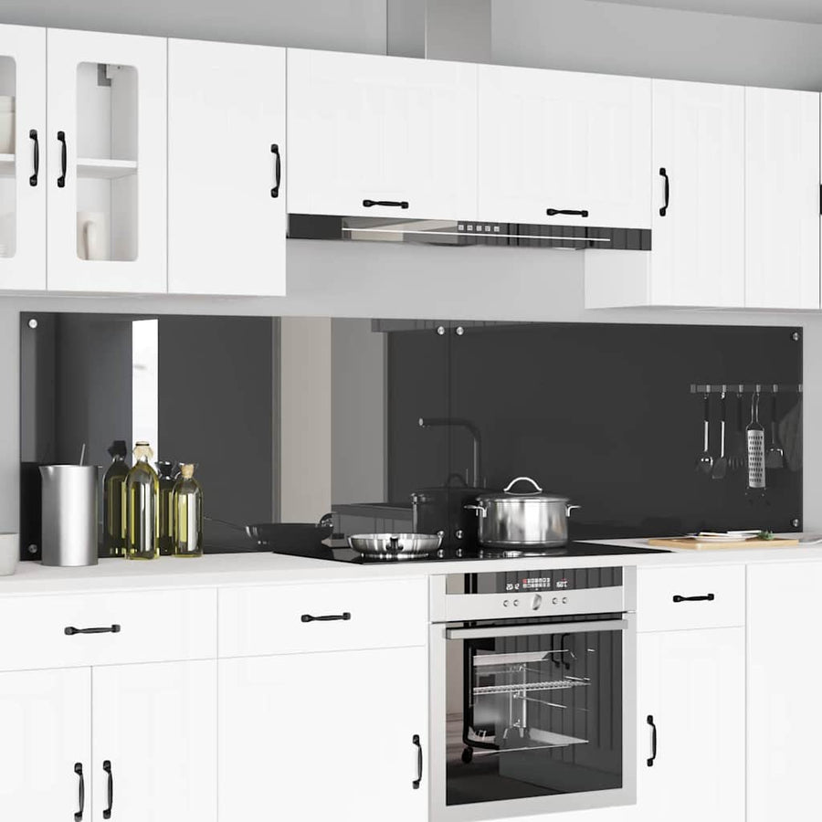 Keuken Achterwand 2 pcs Donkergrijs 120 x 60 cm gehard glas