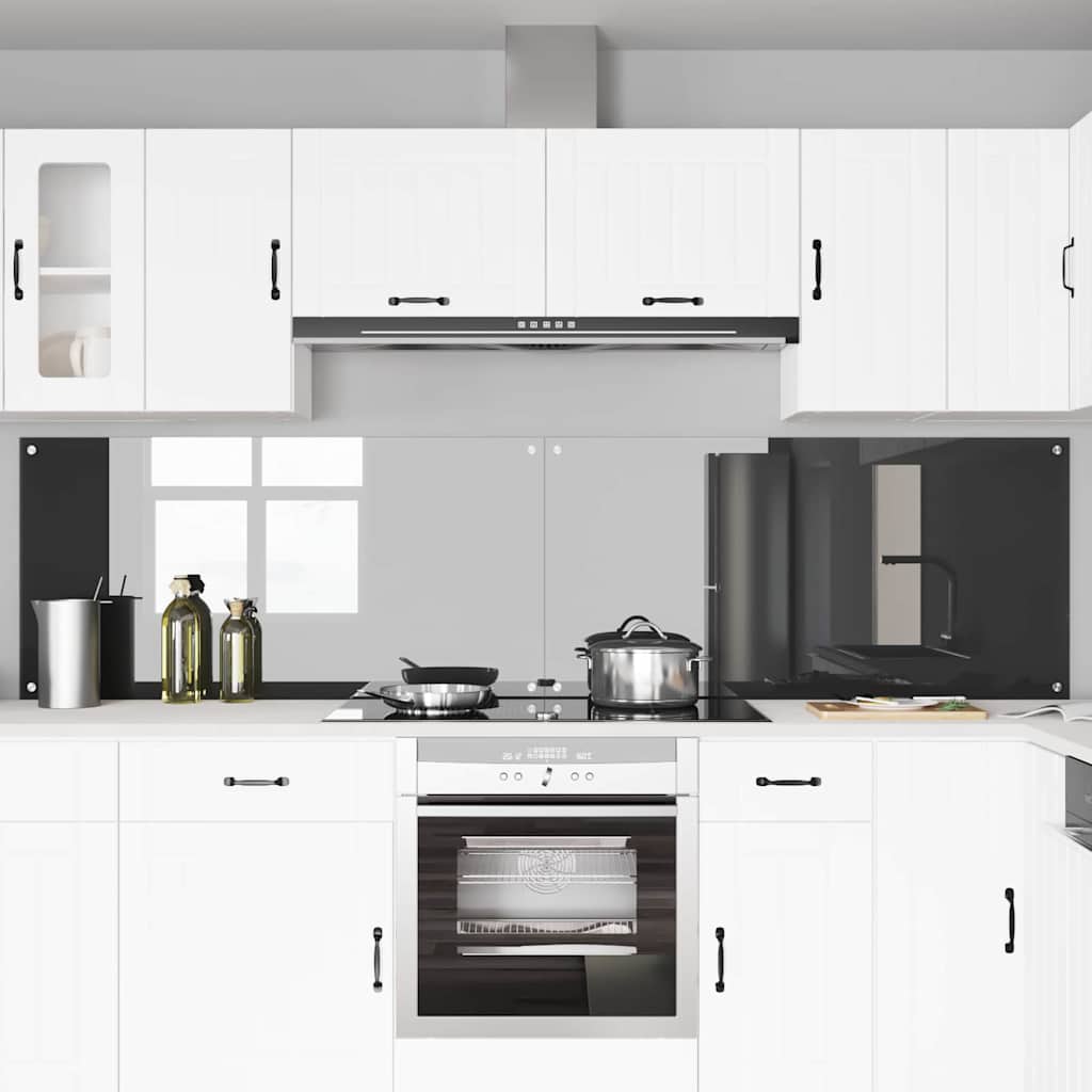 Keuken Achterwand 2 pcs Donkergrijs 120 x 60 cm gehard glas