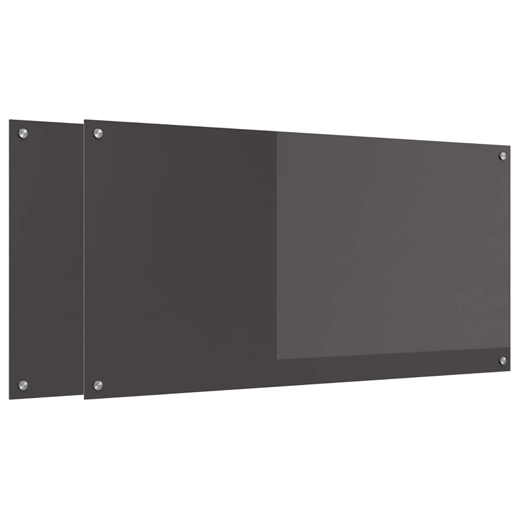 Keuken Achterwand 2 pcs Donkergrijs 120 x 60 cm gehard glas