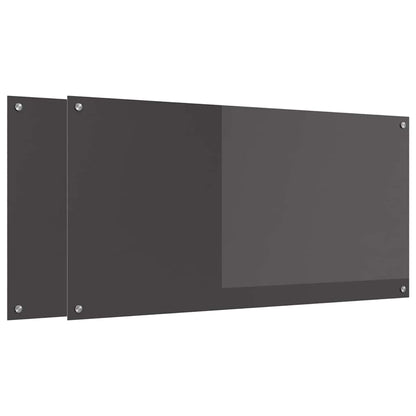 Keuken Achterwand 2 pcs Donkergrijs 120 x 60 cm gehard glas