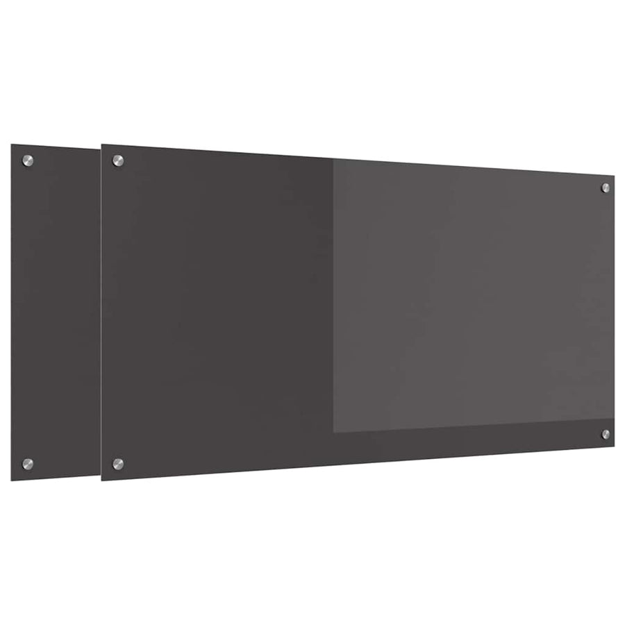 Keuken Achterwand 2 pcs Donkergrijs 120 x 60 cm gehard glas